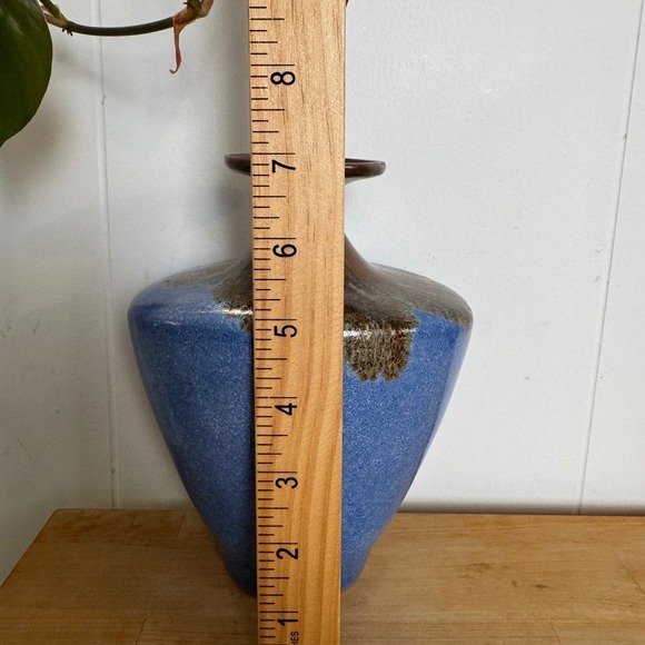 Douglas Ferguson Pigeon Forge Pottery Blue Brown Glazed Ceramic Crystalline Vase - Picture 2 of 7